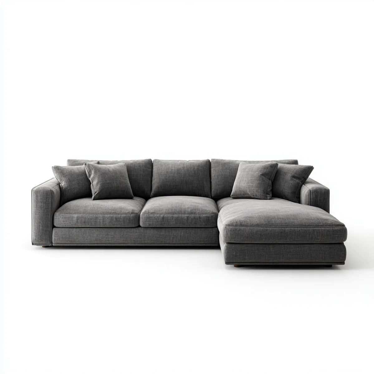 Sofa, Kanapa narożna z krzesełkiem z prawym, ciemnym szarym, 280 x 160 x 85 cm w kształcie poliestru L