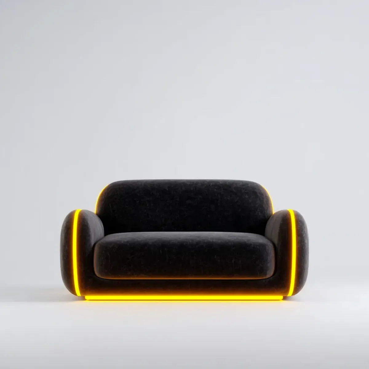 Sofa, Fotel w salonie z czarnym diodem w syntetycznym aksamicie 110 x 90 x 75 cm