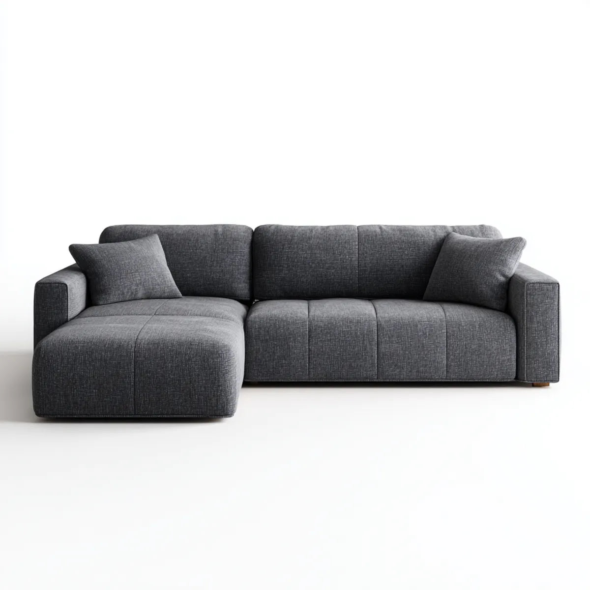 Sofa, Kanapa narożna z krzesełkiem z lewym szarym antracytem 250 x 160 x 85 cm w poliestrze L