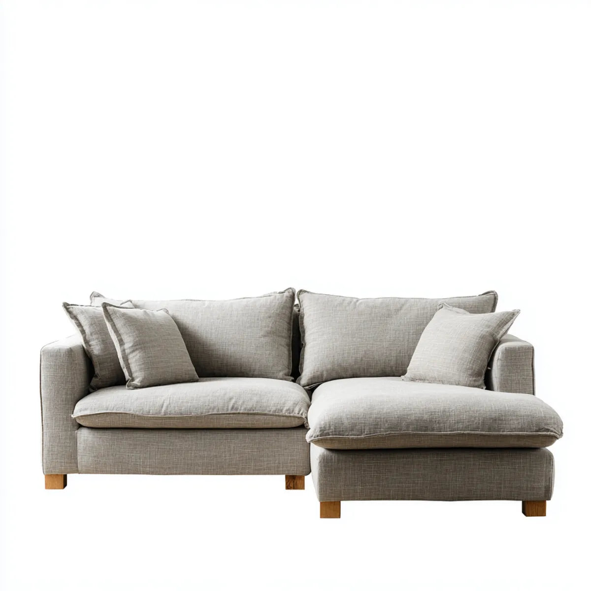 Sofa, Kanapa narożna 3 fotele z krzesełkiem z prawej strony szary 240 x 160 x 85 cm w poliestrze L