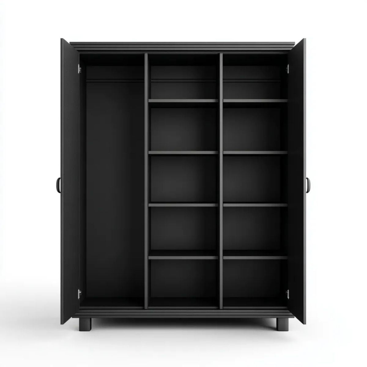 Szafa, Obudowa magazynowa 2 czarne drzwi z melaminowaną płytą pilśniową 120 x 50 x 190 cm