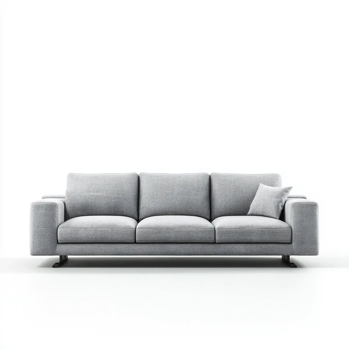 Sofa, Szara sofa w prostokątnym poliestrze 220 x 90 x 85 cm