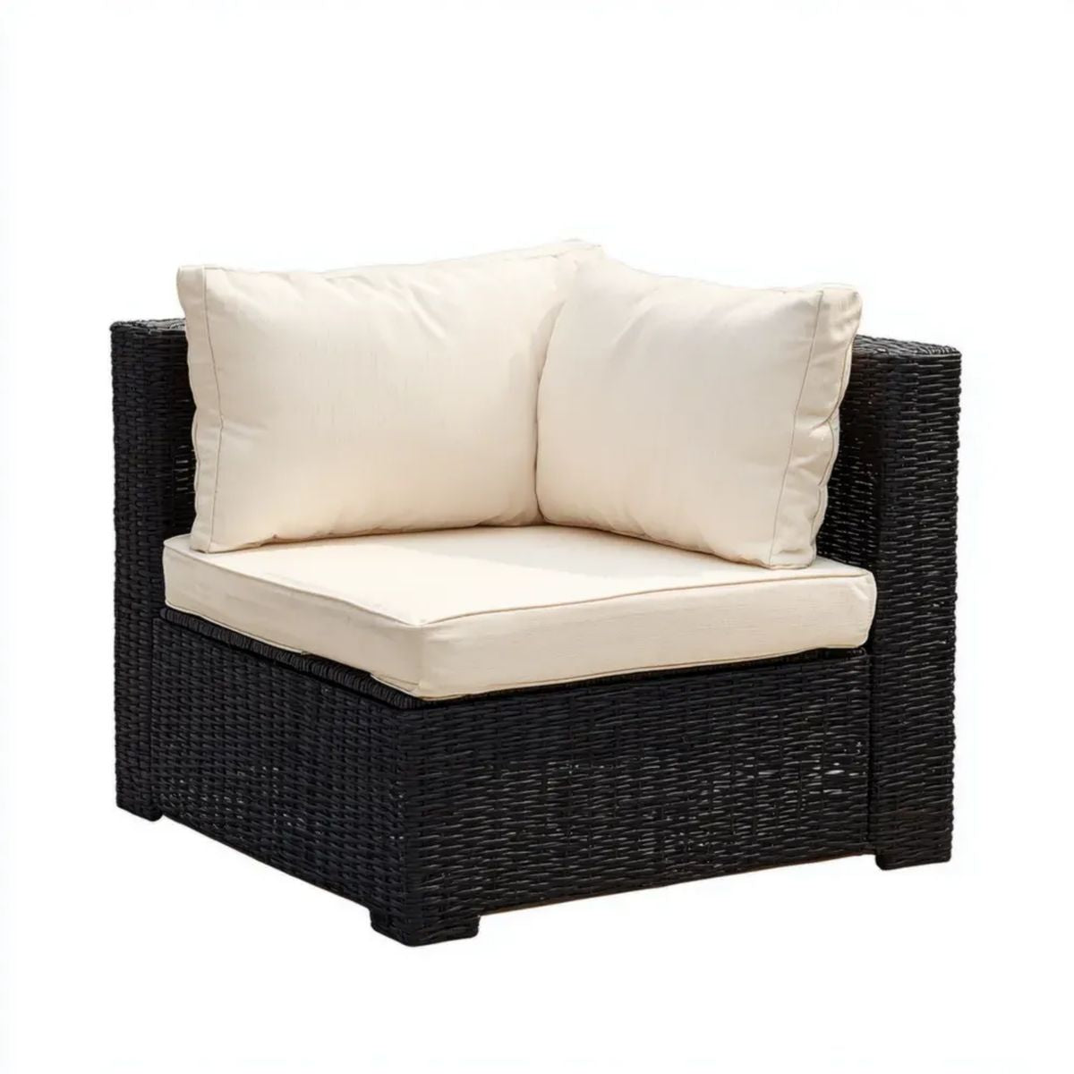 Fotel ogrodowy, Plac Ogród Holiday fotel w czarnym rattan PE z kremem Holidays poduszki, 90 x 90 x 70 cm
