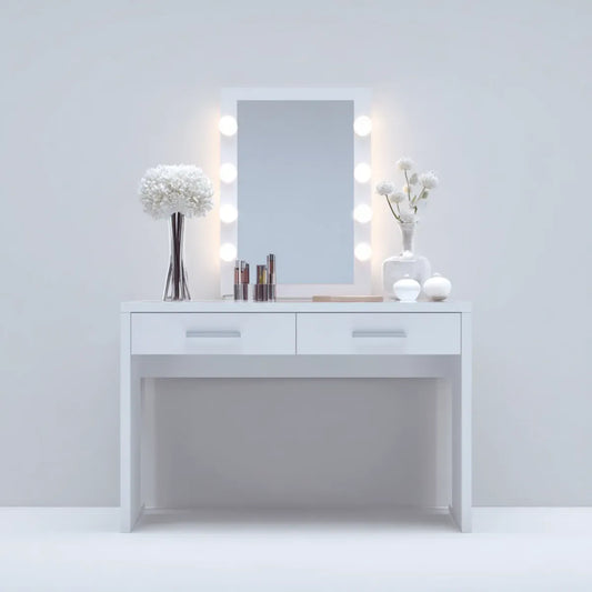 Toaletka, Opaska z białym prostokątnym lustrem światła 100 x 40 x 140 cm MDF