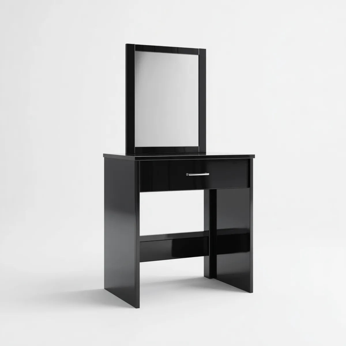 Toaletka, Czarna fryzjerka z prostokątnym lustrem 80 x 40 x 145 cm w panelach MDF