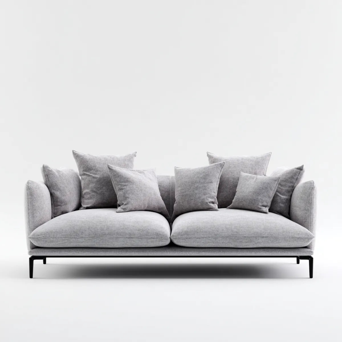 Sofa, 3 fotela szara, poliestrowa sofa z prostokątną stalową ramą 220 x 95 x 85 cm