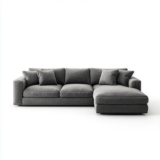 Sofa, Kanapa narożna z krzesełkiem z prawym, ciemnym szarym, 280 x 160 x 85 cm w kształcie poliestru L