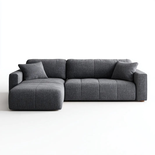 Sofa, Kanapa narożna z krzesełkiem z lewym szarym antracytem 250 x 160 x 85 cm w poliestrze L
