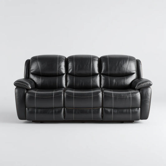 Sofa, 3 fotele czarna sofa w skórze PU 210 x 95 x 100 cm