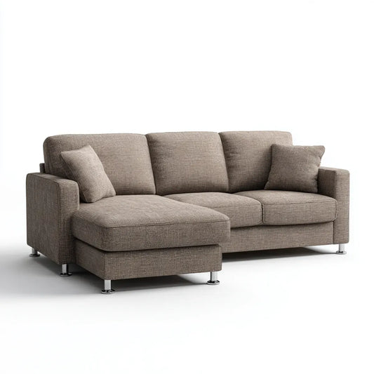 Sofa, Kanapa narożna z krzesełkowym longiem lewym gołębica 260 x 160 x 85 cm w poliestrze 3 miejsca