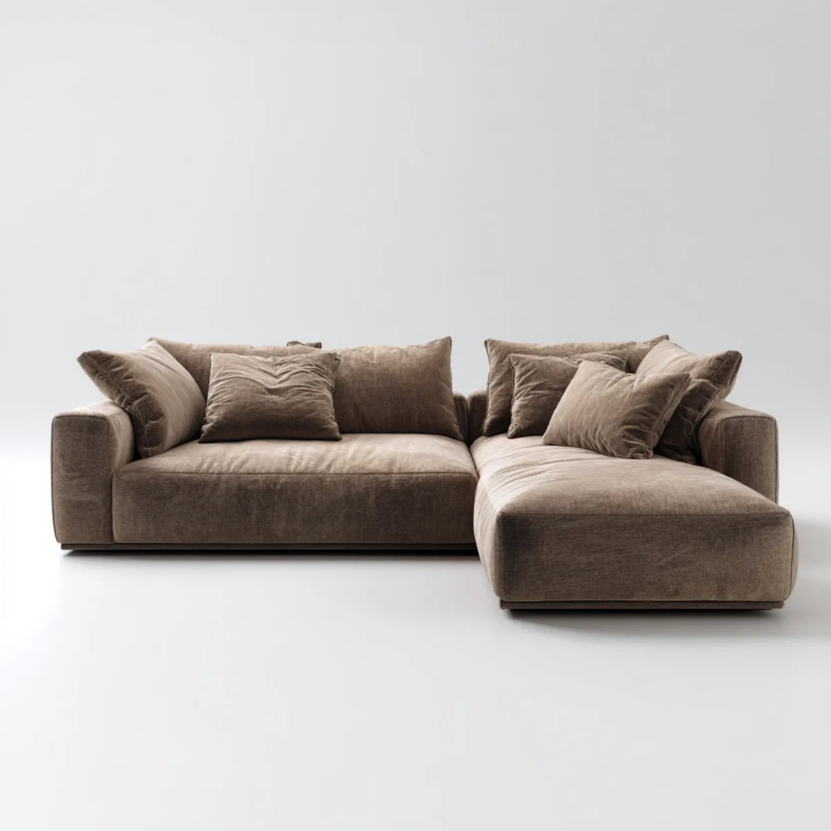 Sofa, Kanapa narożna 4 miejsca poliester brązowy 280 x 170 x 85 cm