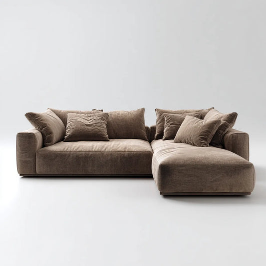 Sofa, Kanapa narożna 4 miejsca poliester brązowy 280 x 170 x 85 cm