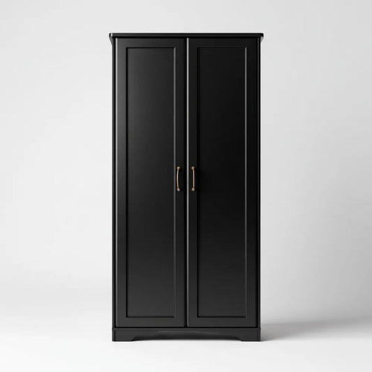 Szafa na ubrania 2 czarne drzwi w panelach MDF 80 x 50 x 180 cm