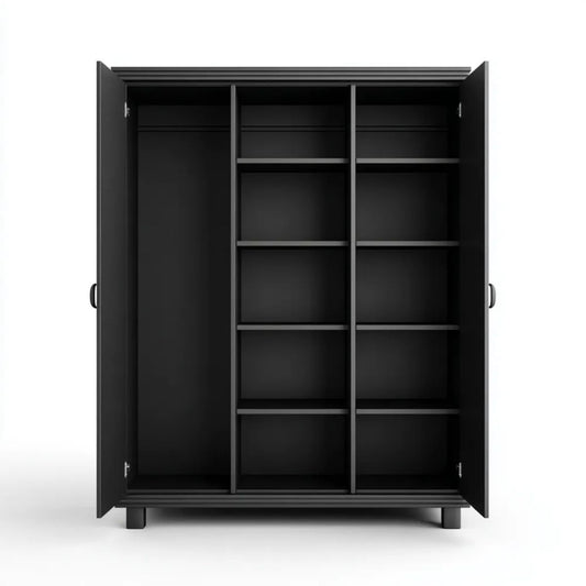 Szafa, Obudowa magazynowa 2 czarne drzwi z melaminowaną płytą pilśniową 120 x 50 x 190 cm
