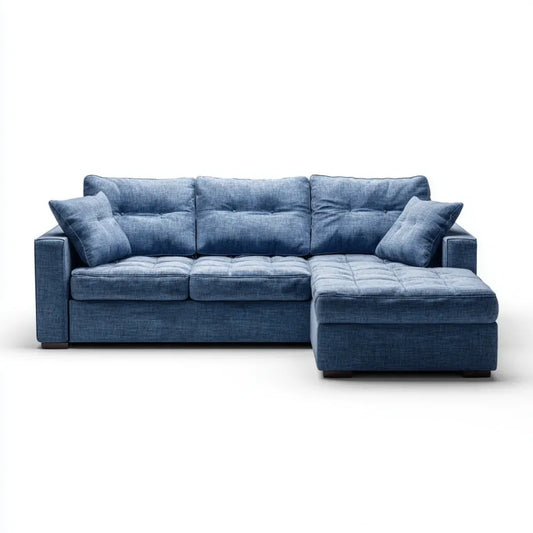 Sofa, Kanapa narożna 3 fotele z krzesełkiem z prawej poliestru 250 x 160 x 85 cm