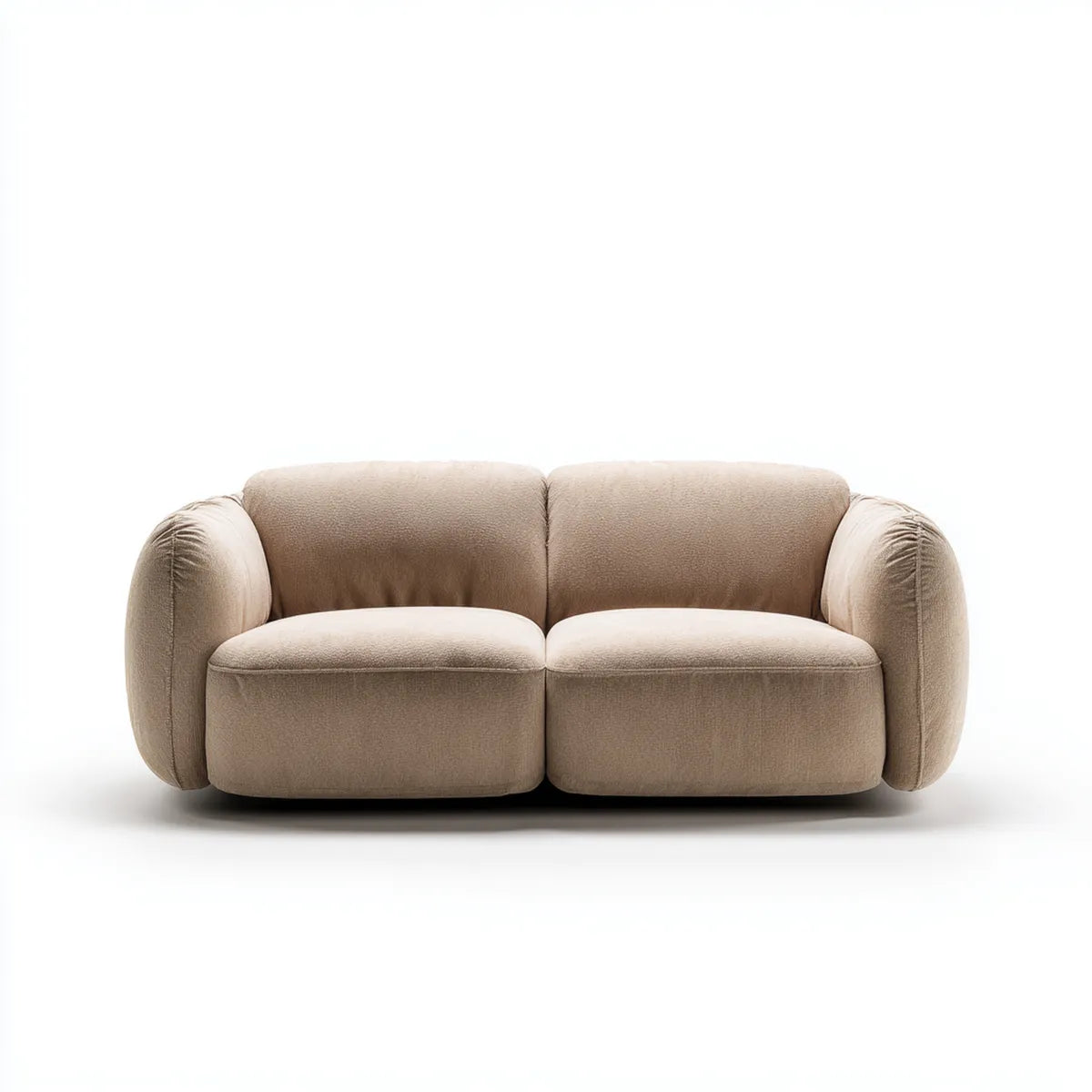 Sofa 2 beżowe fotele 180 x 95 x 75 cm w zaokrąglonym kształcie poliestru