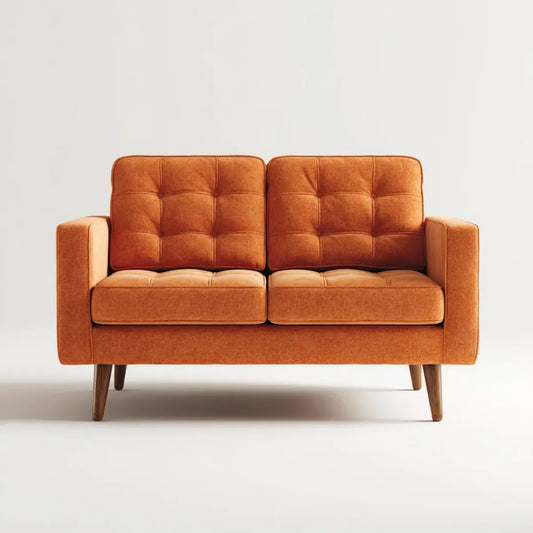 sofa 2-osobowa pomarańczowa brązowa 150 x 80 x 85 cm poliester z uwzględnieniem prostokątnych