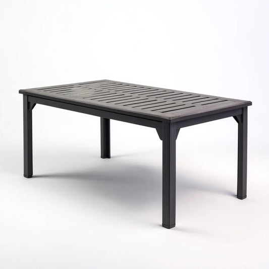 Stół do jadalni, Czarny stół obiadowy 150- 200 x 90 x 75 cm w prostokątnym aluminium