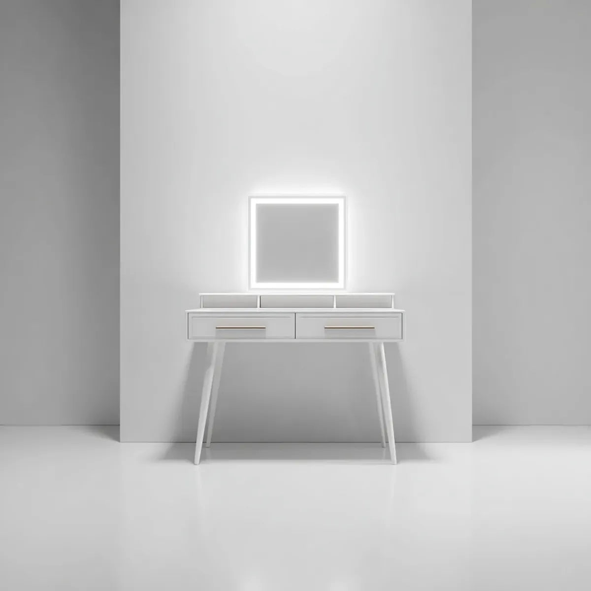 Toaletka, Toeletta z lustrem i białą szufladą w MDF 100 x 45 x 145 cm prostokątna