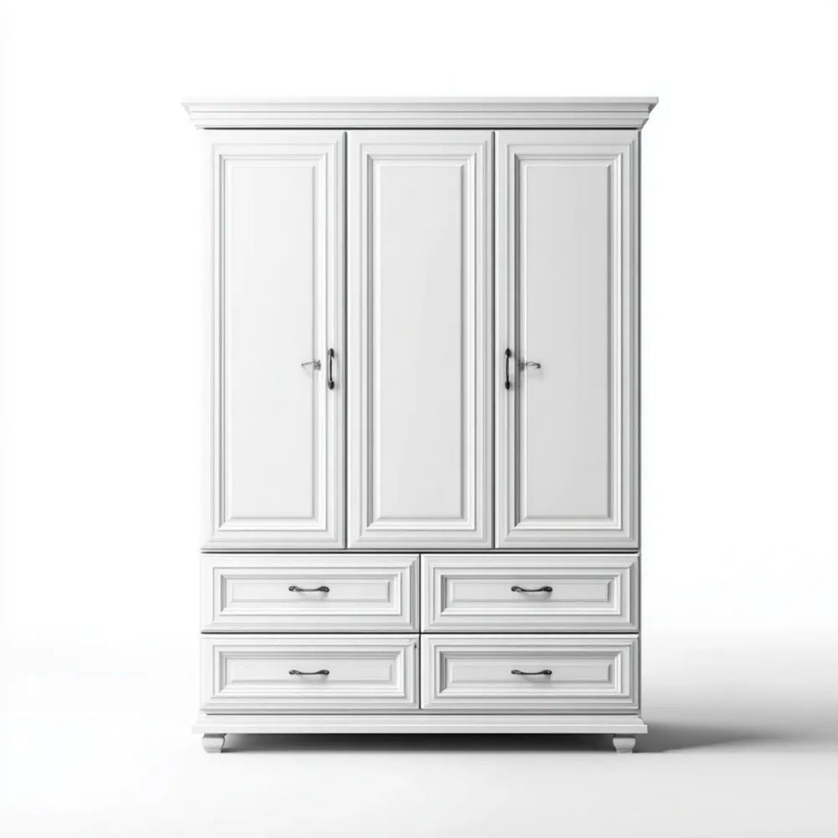 Szafa, Biała szafa w MDF 3 drzwi i 4 szuflady, 150 x 60 x 220 cm