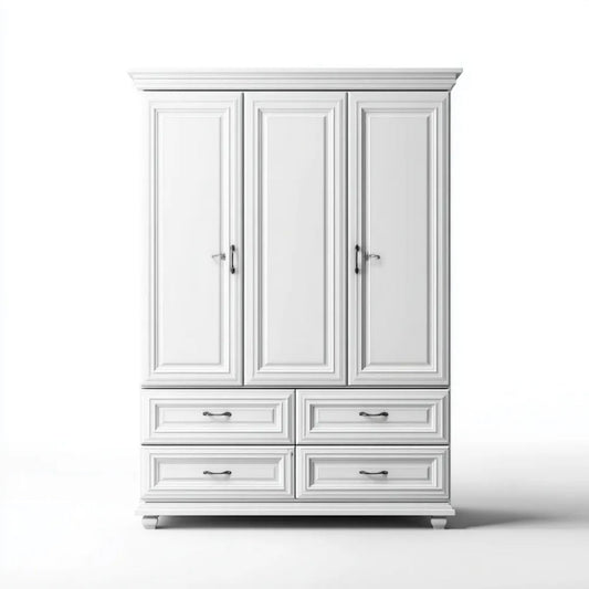 Szafa, Biała szafa w MDF 3 drzwi i 4 szuflady, 150 x 60 x 220 cm