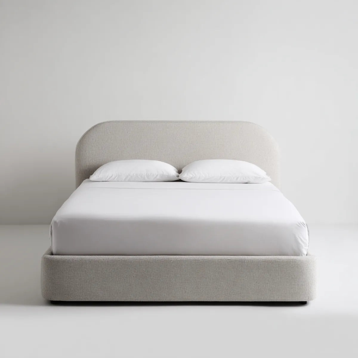Łóżko podwójne z podwójnym kapitałem beżowy poliester 160 x 200 cm z zaokrągloną deską zagłówkową