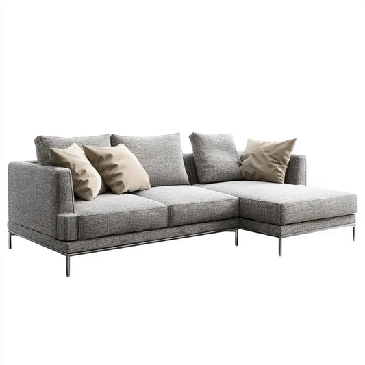 Sofa, Rożna sofa 3 miejsca szary z siekierą w prawo 280 x 160 x 85 cm w kształcie poliestru L