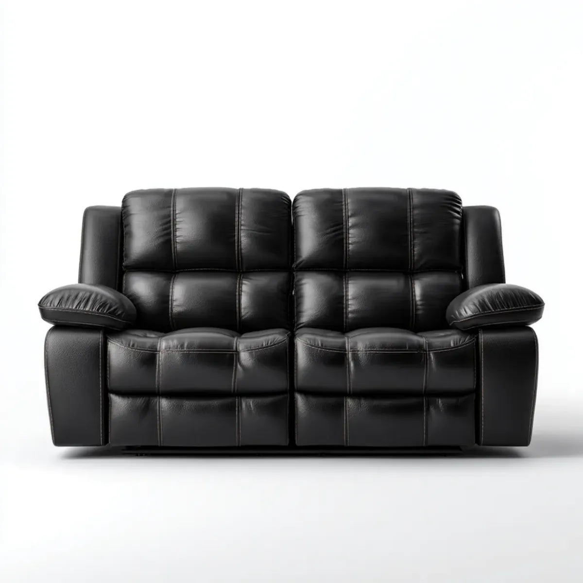 Sofa, Oprawa rozkładana 2 czarne siedzenia w syntetycznym prostokątnym poliuretanowym 170 x 90 x 100 cm