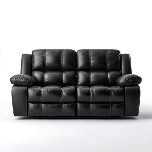 Sofa, Oprawa rozkładana 2 czarne siedzenia w syntetycznym prostokątnym poliuretanowym 170 x 90 x 100 cm
