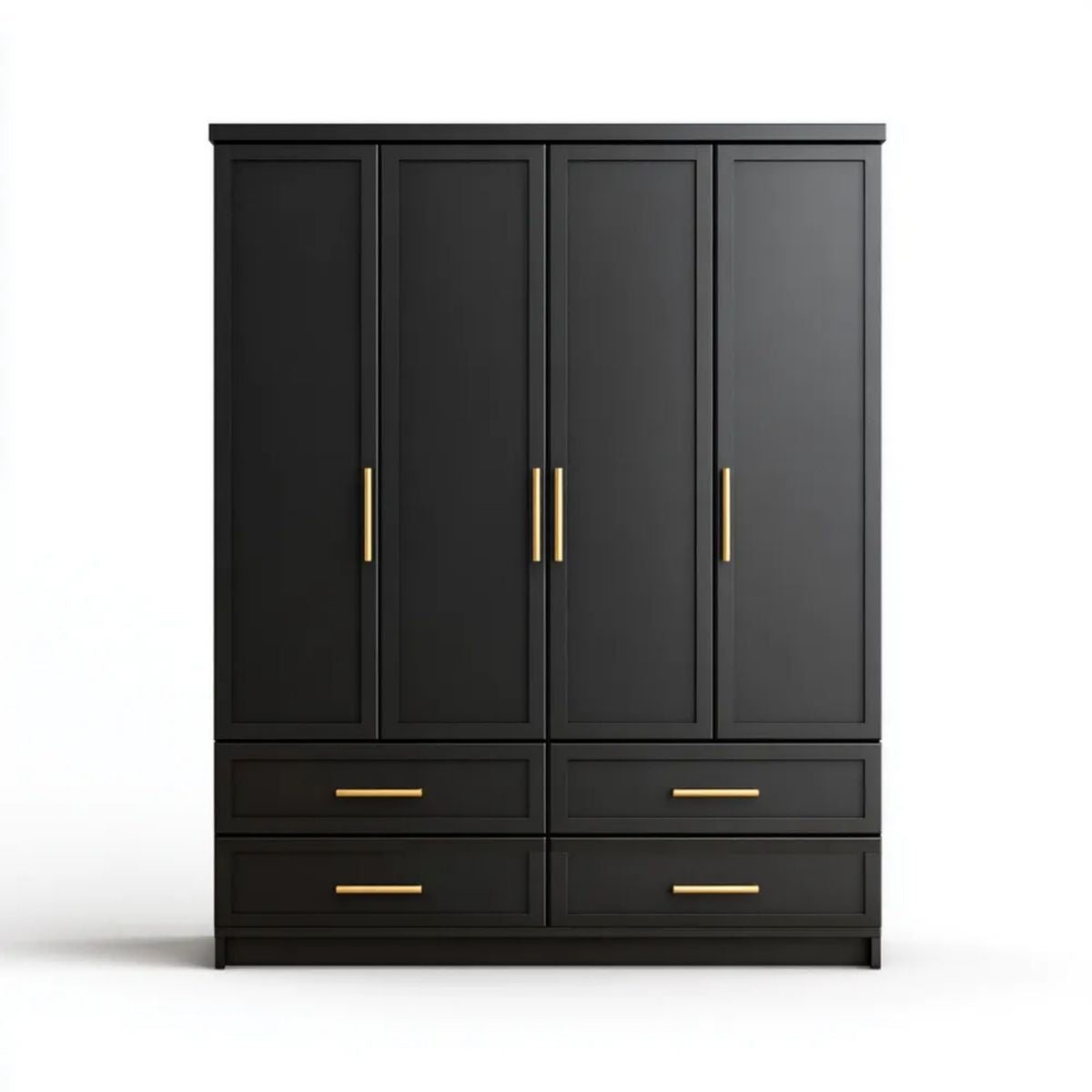 Szafa do sypialni 4 drzwi 4 szuflady w MDF i panelach z elementami, 160 x 55 x 220 cm