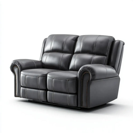 Sofa 2 czarne siedzenia w poliuretanowej skórze prostokątnej 160 x 95 x 100 cm