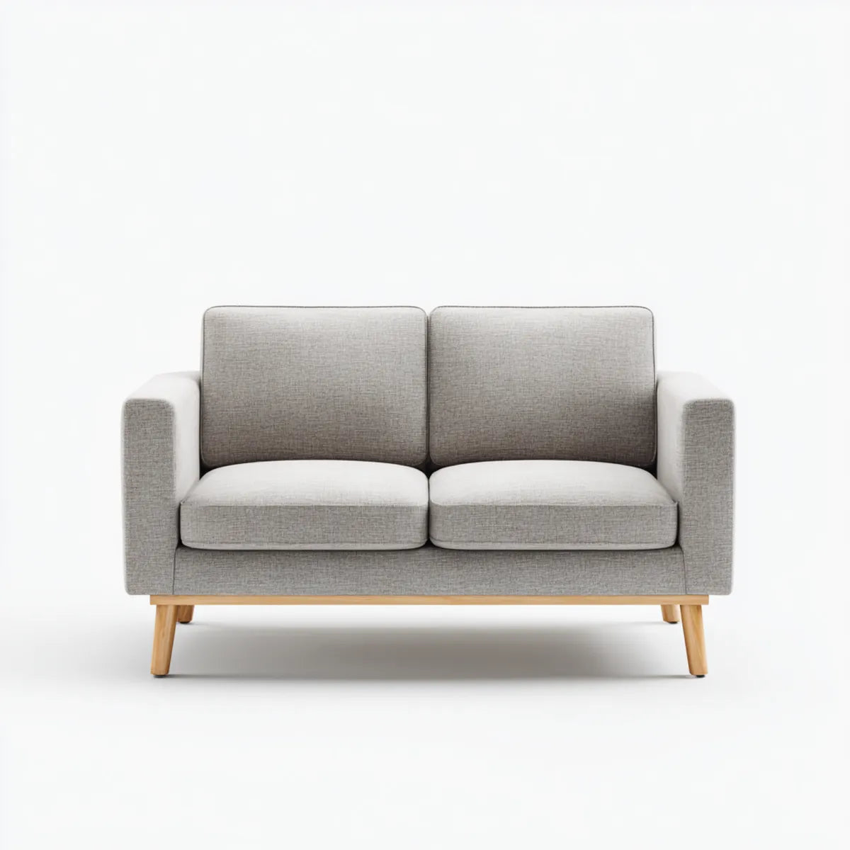 Sofa 2 jasnoszare miejsca 140 x 78 x 82 cm w kształcie prostokątnym, poliestrowym i sklejkowym