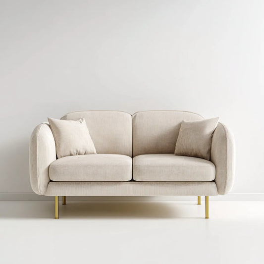 Sofa 2 beżowe poliestrowe fotele ze złotymi nóżkami 160 x 85 x 82 cm