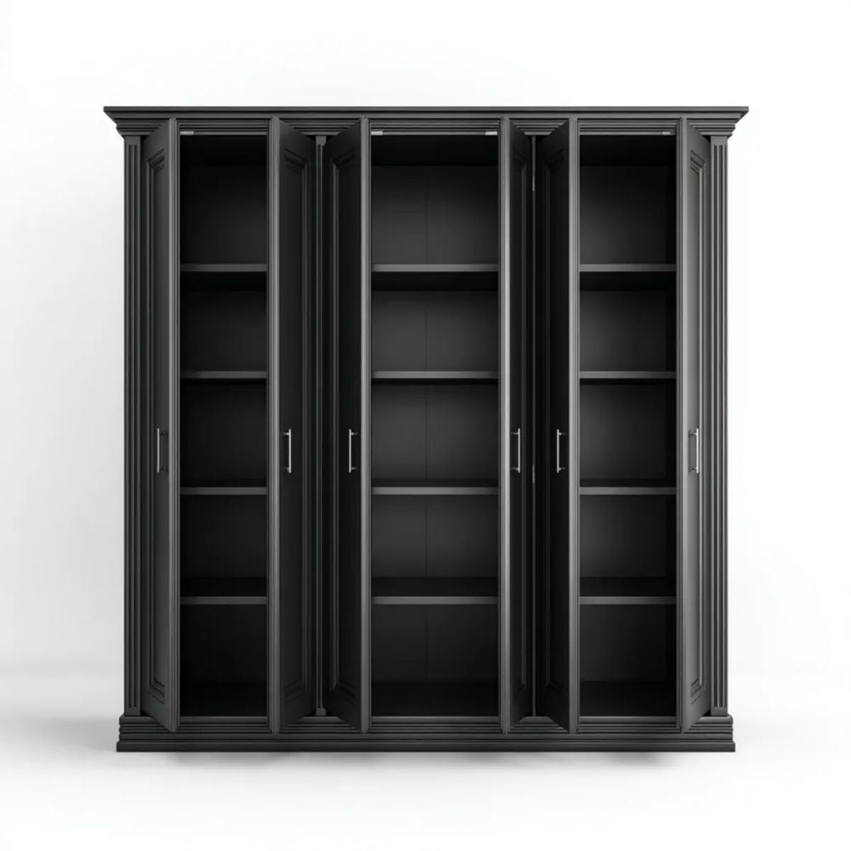 Szafa, Obudowa magazynowa 6 czarnych drzwi w panelach MDF, 240 x 60 x 220 cm