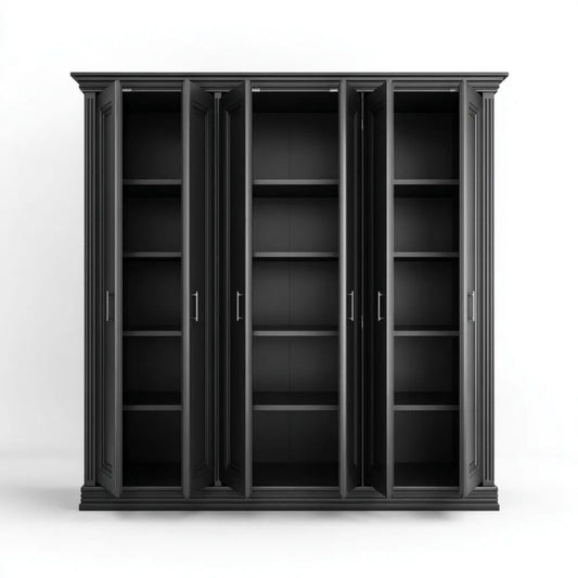 Szafa, Obudowa magazynowa 6 czarnych drzwi w panelach MDF, 240 x 60 x 220 cm