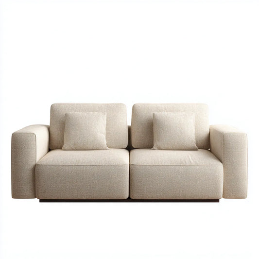 Sofa 2 beżowe poliestrowe fotele z prostokątnymi poduszkami 180 x 90 x 78 cm