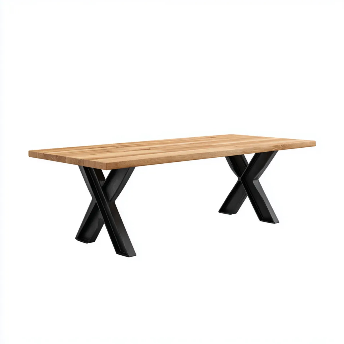 Stół do jadalni, Prostokątny stół jadalny z dębu naturalnego i stali czarnej 180 x 90 x 75 cm