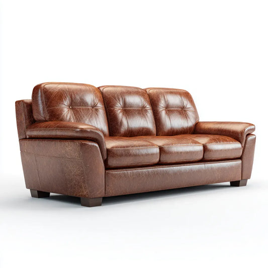 Sofa, 3- fotela Brązowy 210 x 92 x 90 cm PU- sztuczna skóra prostokątna